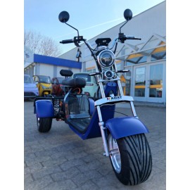 Madat CP-3 Elektro-Dreirad – E-Scooter & Chopper, 45 km/h (25 km/h option) 40 Ah Akku, 60–90 km Reichweite, mit 2 Akkus, Blau