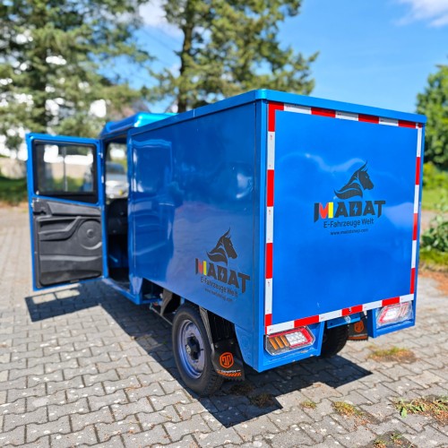 Madat E Cargo Pro  E-Dreirad E Kabinenroller  mit geschlossene Ladefläche Blau
